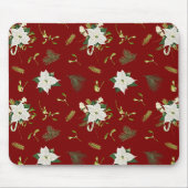 Eye Catching Floral Pattern Deep Red Mouse Pad マウスパッド (正面)