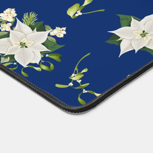 Eye Catching Floral Pattern Navy Blue デスクマット (コーナー)