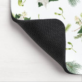 Eye Catching Floral Pattern White Mouse Pad マウスパッド (コーナー)