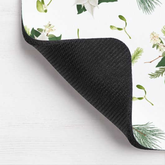 Eye Catching Floral Pattern White Mouse Pad マウスパッド (コーナー)