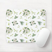 Eye Catching Floral Pattern White Mouse Pad マウスパッド (マウス)
