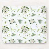 Eye Catching Floral Pattern White Mouse Pad マウスパッド (正面)