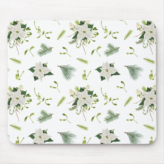 Eye Catching Floral Pattern White Mouse Pad マウスパッド (正面)