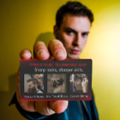 Eye-Catching Modern Barber in Red Black White 名刺