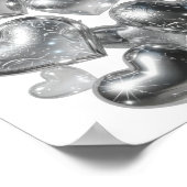 Eye-Catching Silver HEARTS OF GLASS テキストデザイン ポスター (角)