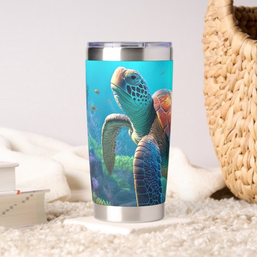 Eye Catching Turtle Image Mark Insulated Tumbler 保温保冷タンブラー (リビング (回転後))