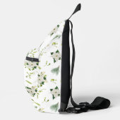 Eye-Catching White Green Floral Pattern Stylish スリングバッグ (右)