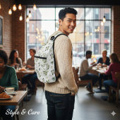 Eye-Catching White Green Floral Pattern Stylish スリングバッグ