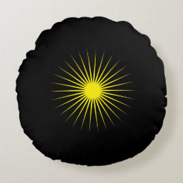 Eye Catching Yellow Star Round Throw Pillow Design ラウンドクッション