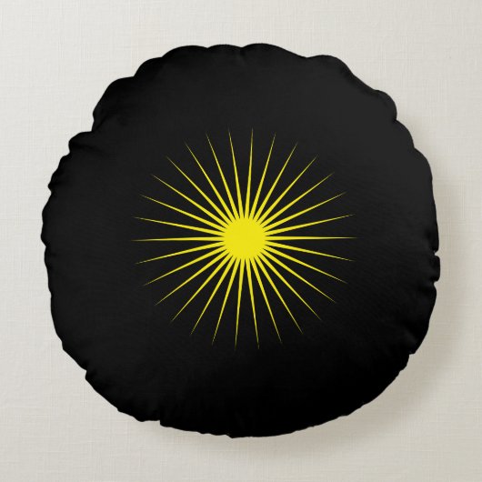 Eye Catching Yellow Star Round Throw Pillow Design ラウンドクッション (正面)