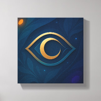 Eye & Crescent Wall Art – Mystical Modern Abstract キャンバスプリント