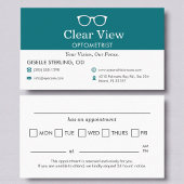 Eye Doctor Appointment Reminder Optometrist 予約カード
