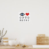 Eye Love Heart Optometry - 視力検査表の文字の眼科医 ポスター (キッチン)