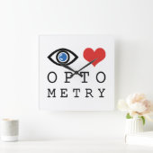 Eye Love Heart Optometry - 視力検査表 スクエア壁時計 (ホーム)