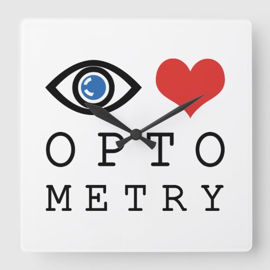 Eye Love Heart Optometry - 視力検査表 スクエア壁時計 (正面)