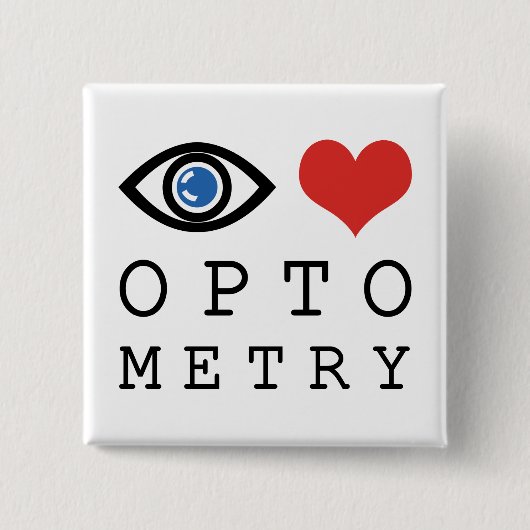 Eye Love Heart Optometry - 視力検査表 缶バッジ (正面)