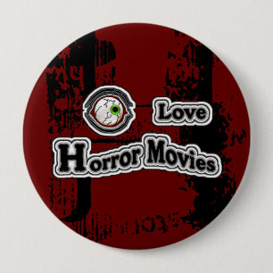 Eye Love Horror Movies! Red-Black 缶バッジ