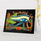 Eye Of Horus幸運の魅力の誕生日カード カード (黄色い花)