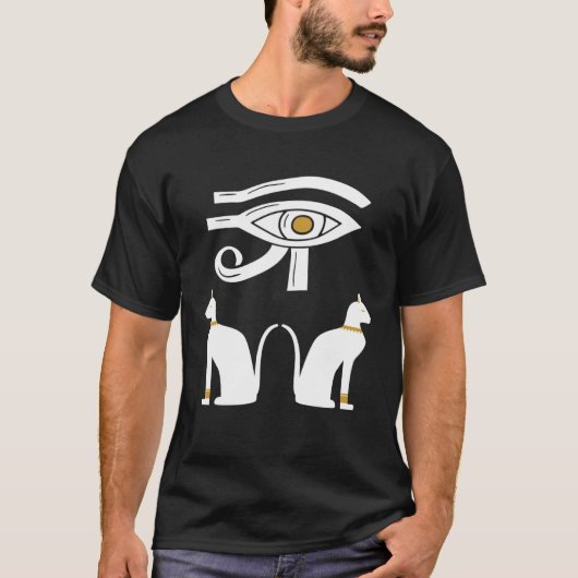 Eye Of Horus Ancient Egyptian Cat Mythology Symbol Tシャツ (正面)