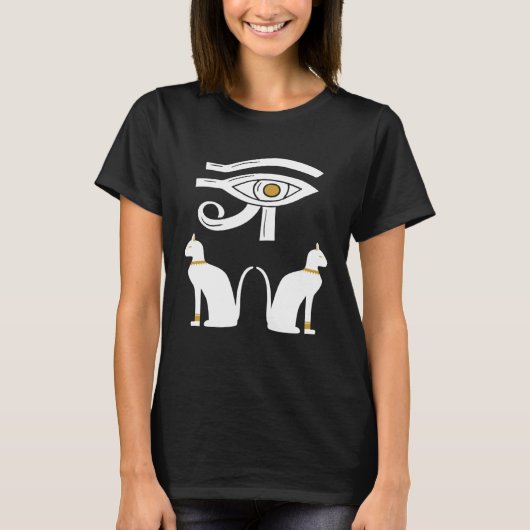 Eye Of Horus Ancient Egyptian Cat Mythology Symbol Tシャツ (正面)