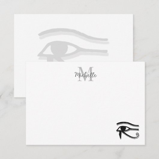Eye Of Horus Egyptian Symbol Personalized Monogram ノートカード (正面/裏面)