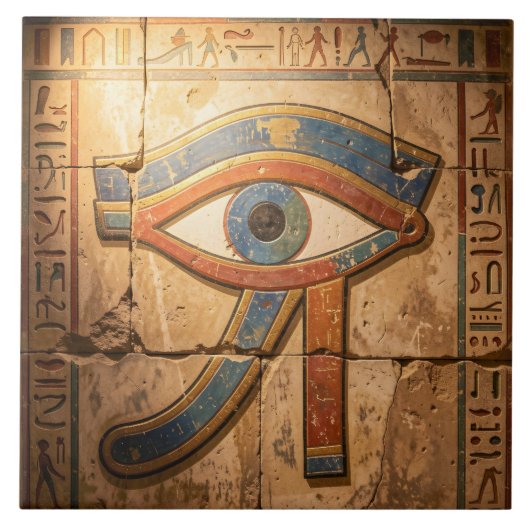 Eye of Horus with Hieroglyphs Egyptian Spiritual  タイル (正面)