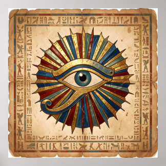 Eye of Horus with Hieroglyphs Egyptian Spiritual ポスター