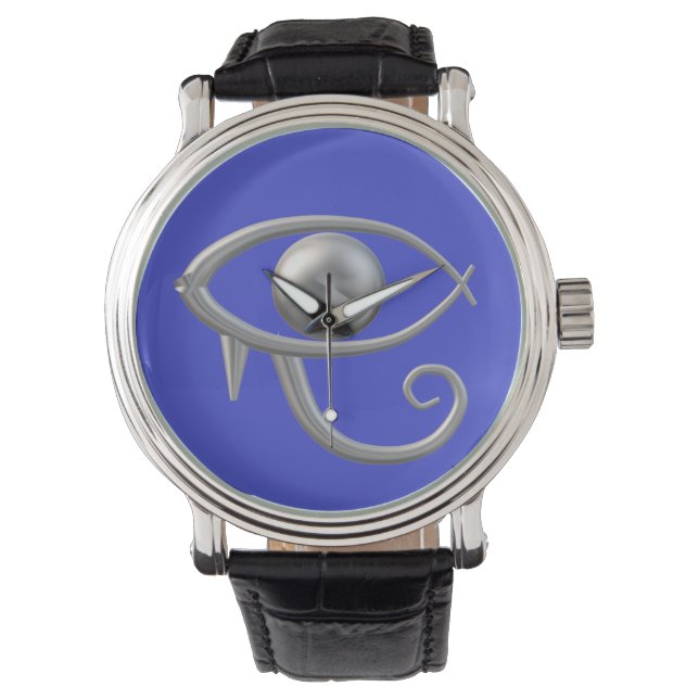 Eye of Ra silver on blue watch 腕時計 (正面)