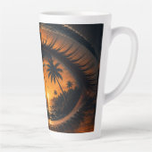 Eye of the Wave – 超現実的サメの夕焼け カフェラテマグ (右)