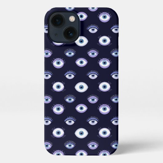 Eye Pattern Design With Abstract Repeated Bold Blu iPhoneケース (裏面)