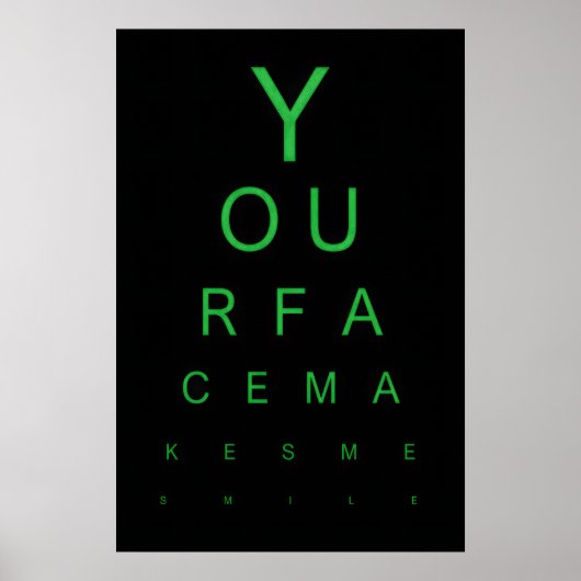 Eye Test Art Print Your Face Makes Me Smile, Funny ポスター (正面)