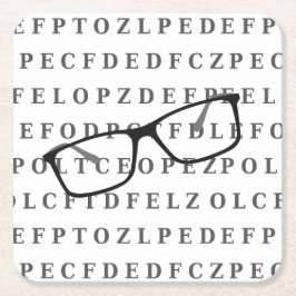 Eye Test Chart and Specs Fun Optician スクエアペーパーコースター