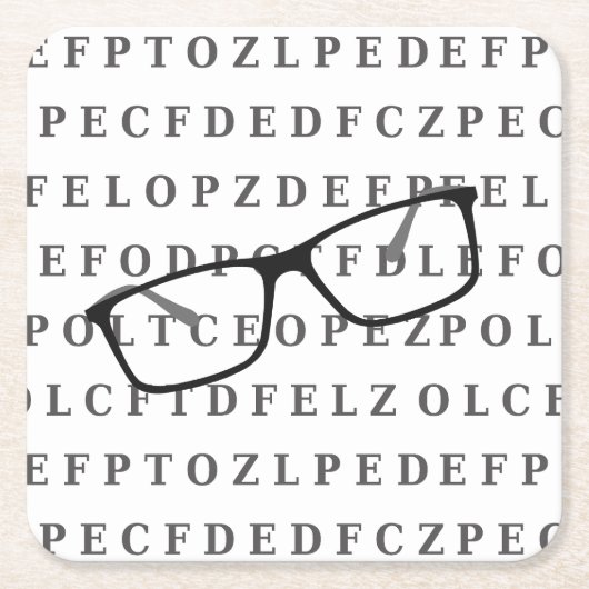 Eye Test Chart and Specs Fun Optician スクエアペーパーコースター (正面)
