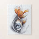 Eye with goldfish tail Surreal drawing art ジグソーパズル (縦)