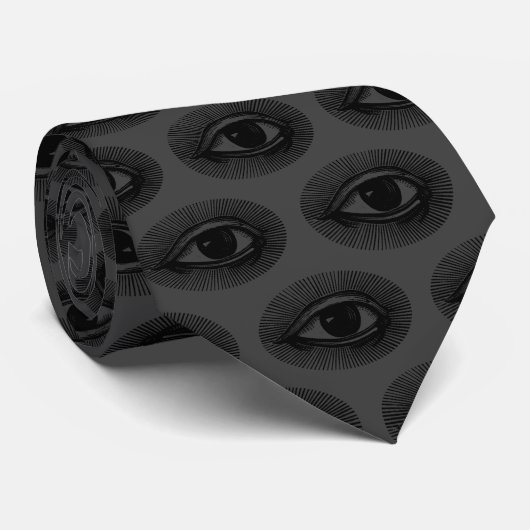 Eyeball Pattern | Neck Tie | Charcoal and Black ネクタイ (ロール)