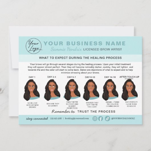 Eyebrow Microblading After Care Instructionsカード 招待状 (正面)