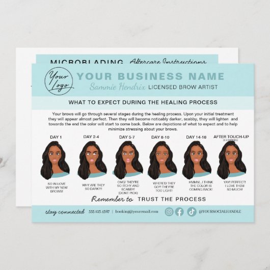 Eyebrow Microblading After Care Instructionsカード 招待状 (正面/裏面)