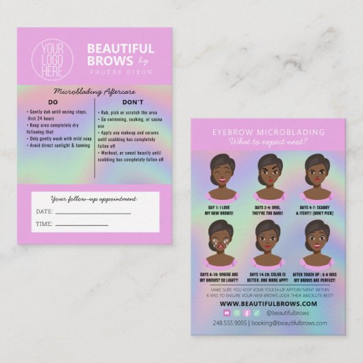 Eyebrow Microblading After Care Instructions Paste 名刺 (正面/裏面)