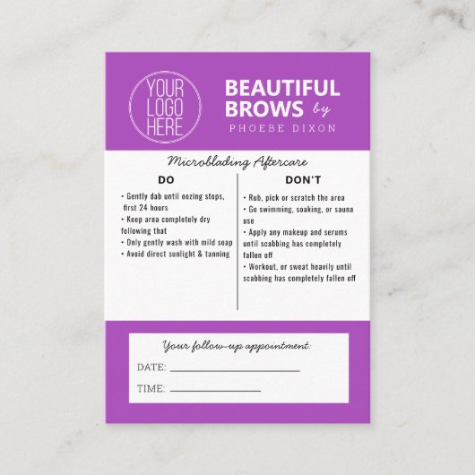 Eyebrow Microblading After Care What to Appt 名刺 (正面)