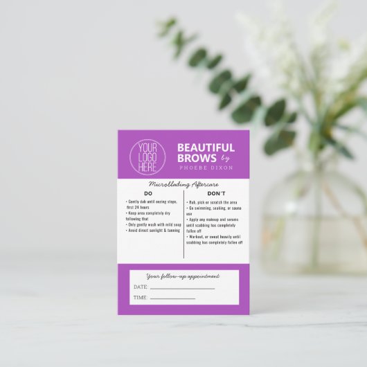 Eyebrow Microblading After Care What to Appt 名刺 (スタンド正面)