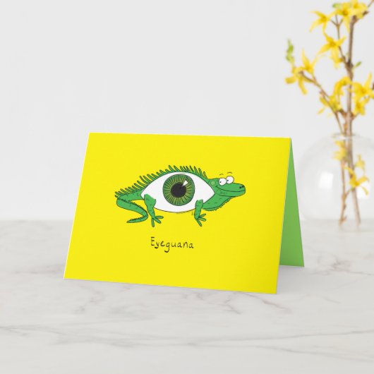 Eyeguana - Eyeball Iguana Reptile Greeting Card カード (黄色い花)