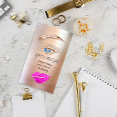 Eyelash Brow Makeup Logo QRCode Lip Rose Pink  名刺