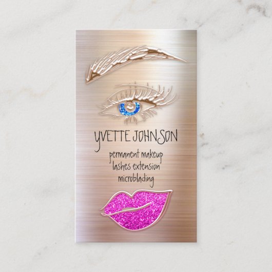 Eyelash Brow Makeup Logo QRCode Lip Rose Pink  名刺 (正面)
