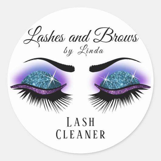 Eyelashes Extension Cleaner - Blue and Purple ラウンドシール (正面)