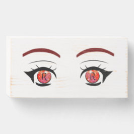 Eyes Girl Drawing letter R/Letra R ウッドボックスサイン