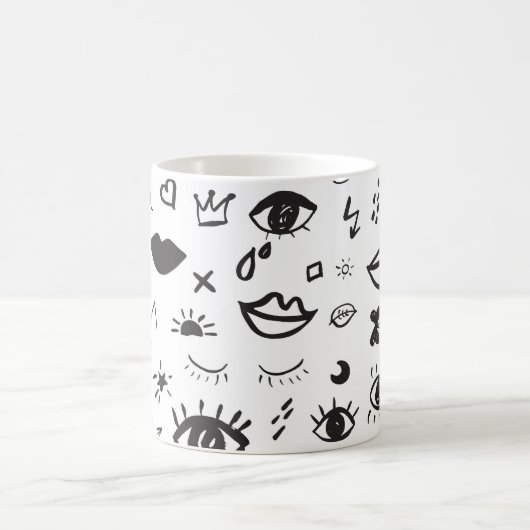 Eyes Motif:トレンディーヴィンテージパターン コーヒーマグカップ (中央)