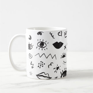 Eyes Motif:トレンディーヴィンテージパターン コーヒーマグカップ