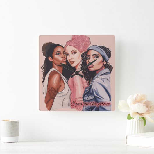 Eyes on the Prize スクエア壁時計 (ホーム)