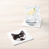 Eyes on Your Drink | Cat Face スクエアペーパーコースター (インサイチュ)