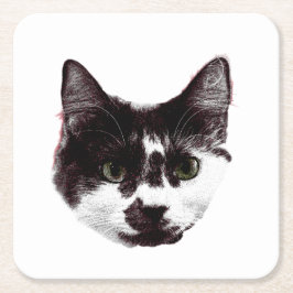 Eyes on Your Drink | Cat Face スクエアペーパーコースター